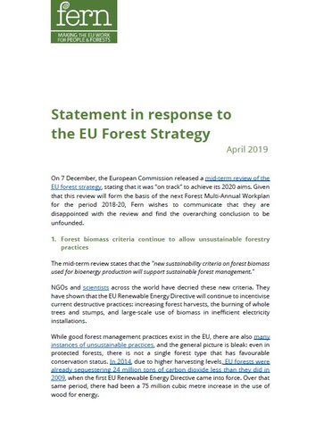 Statement in response to the EU Forest Strategy