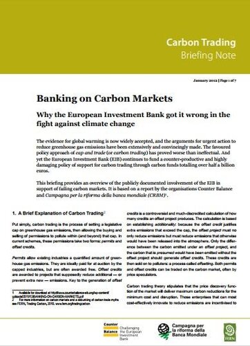 Banking on carbon markets: Why the European Investment Bank got it wrong in the fight against climate change