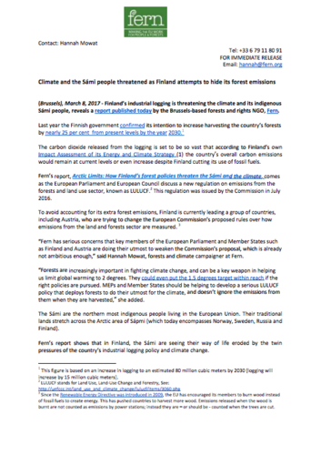 Climate and the Sámi people threatened as Finland attempts to hide its forest emissions