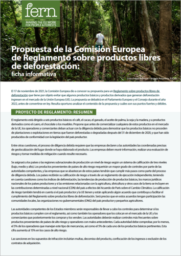 Propuesta de la Comisión Europea de Reglamento sobre productos libres de deforestación