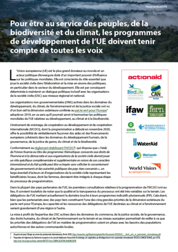 Pour être au service des peuples, de la biodiversité et du climat, les programmes de développement de l’UE doivent tenir compte de toutes les voix