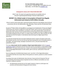 EU a Global Leader in Consumption of Goods from Illegally Deforested Land Valued at EUR 6 Billion Annually