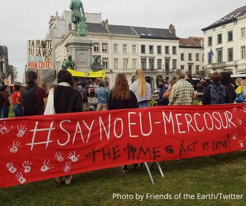 Demonstration in Brussels against Mercosur credit Friends of the Earth FW March 2021