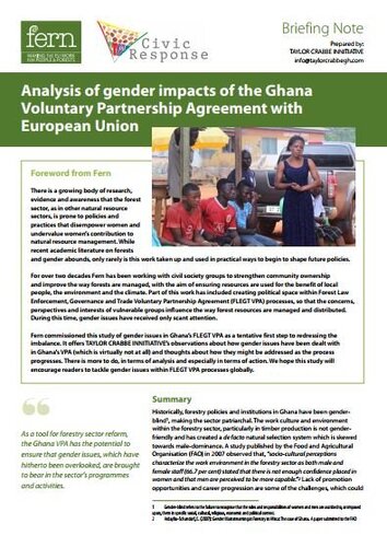 Analysis of gender impacts of the Ghana Voluntary Partnership Agreement with European Union