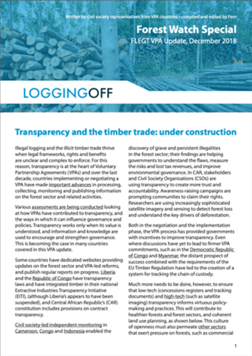Transparence et commerce du bois : en construction – Actualité des APV, décembre 2018