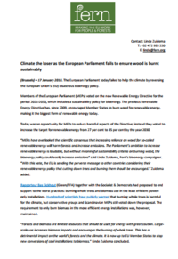 Climate the loser as the European Parliament fails to ensure wood is burnt sustainably