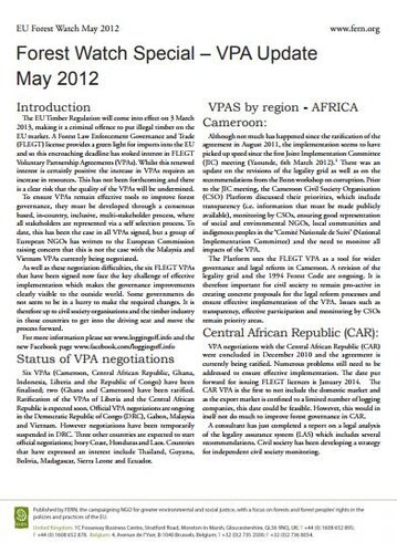 FLEGT VPA Update May 2012