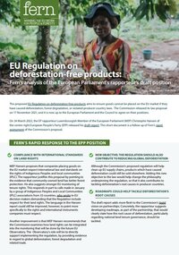 Fern’s analysis of the European Parliament's rapporteur's draft position on the EU Regulation on deforestation-free products
