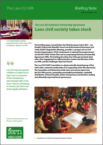 The Laos-EU Voluntary Partnership Agreement: Laos civil society takes stock