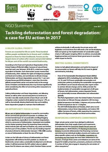 Tackling deforestation and forest degradation: a case for EU action
