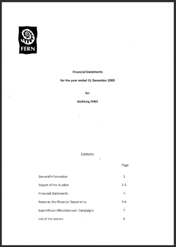 Financial Statements for the year ending 31 December 2009