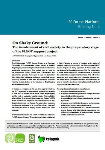 On Shaky Ground: The involvement of civil society in the preparatory stage of the FLEGT support project