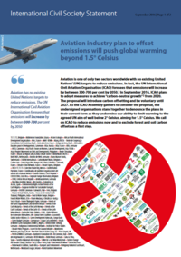 Aviation industry plan to offset emissions will push global warming beyond 1.5° Celsius