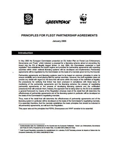 Principles for FLEGT Partnership agreements
