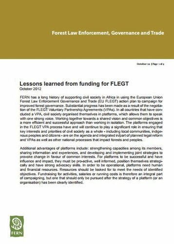 Lessons learned from funding for FLEGT