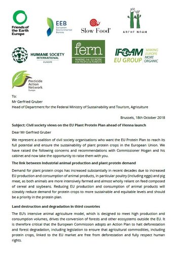 Civil society letter on the EU Protein Plan to the Austrian Presidency