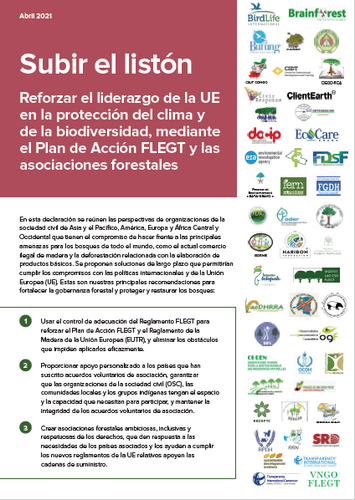 Subir el listón: reforzar el liderazgo de la UE en la protección del clima y de la biodiversidad, mediante el Plan de Acción FLEGT y las asociaciones forestales
