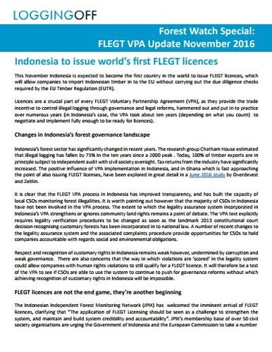 Forest Watch special - VPA update November 2016
