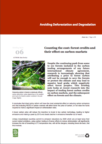 Counting the cost: forest credits and their effect on carbon markets