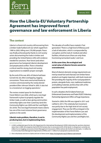 How the Liberia-EU Voluntary Partnership Agreement has improved forest governance and law enforcement in Liberia