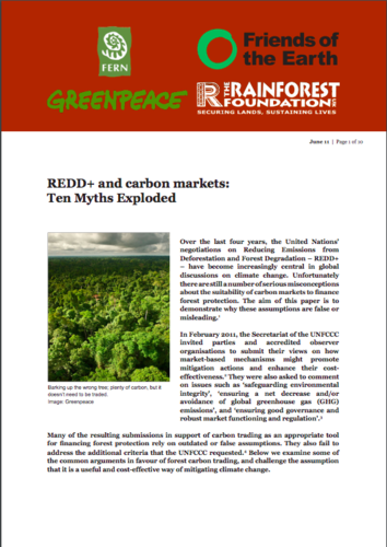 REDD+ and carbon markets:Ten Myths Exploded