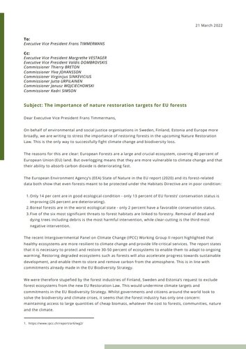 Open Letter: Include ambitious restoration targets in the EU Nature Restoration Law