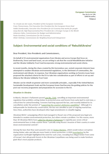 Environmental and social conditions of ‘RebuildUkraine’