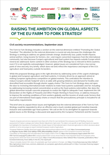 Raising the ambition on global aspects of the EU Farm to Fork Strategy