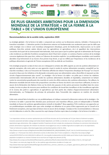 Raising the ambition on global aspects of the EU Farm to Fork Strategy