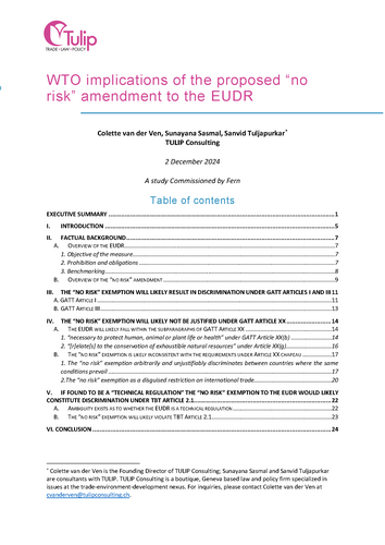 WTO implications of the proposed “no risk” amendment to the EUDR