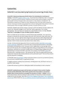 Vattenfall must stop destroying forests and worsening climate chaos