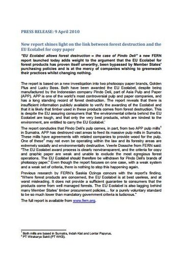 The link between forest destruction and the EU Ecolabel