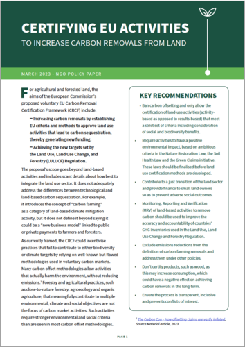 Certifying EU activities to increase carbon removals from land