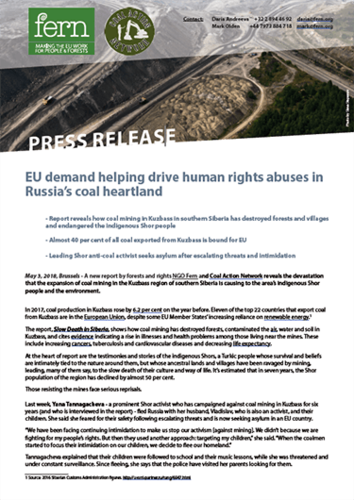Press release: EU demand helping drive human rights abuses in Russia’s coal heartland