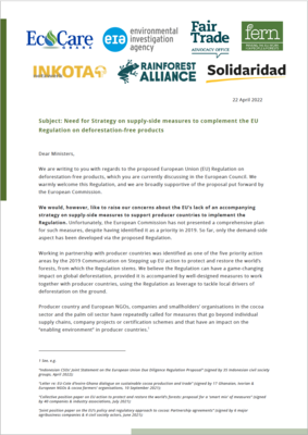 NGO letter calling for EU Strategy on supply-side measures to complement the EU Regulation on deforestation-free products