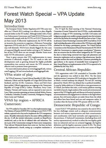 FLEGT VPA Update May 2013