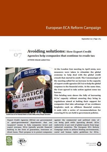 Avoiding solutions: How Export Credit Agencies help companies that continue to evade tax