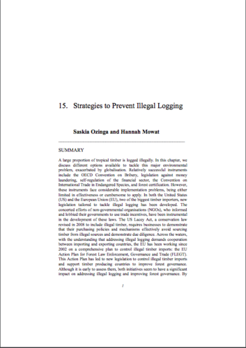Strategies to Prevent Illegal Logging