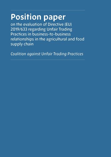 Position paper on the evaluation of Directive (EU) 2019/633 regarding Unfair Trading Practices in business-to-business relationships in the agricultural and food supply chain