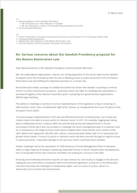 Serious concerns about the Swedish Presidency proposal for the Nature Restoration Law