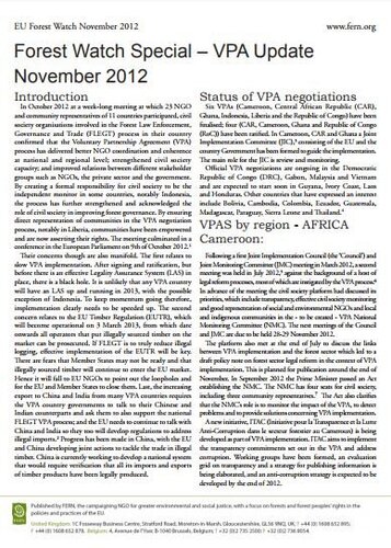 FLEGT VPA Update November 2012