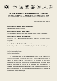 Carta do Movimento Indígena brasileiro à Comissão Europeia em defesa da implementação integral da EUDR