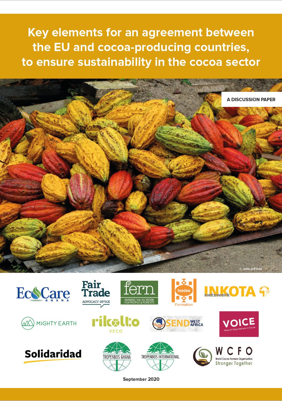 Key elements for an agreement between the EU and cocoa-producing countries, to ensure sustainability in the cocoa sector