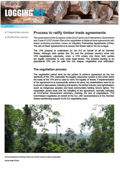 Procédure de ratification des accords sur le commerce du bois